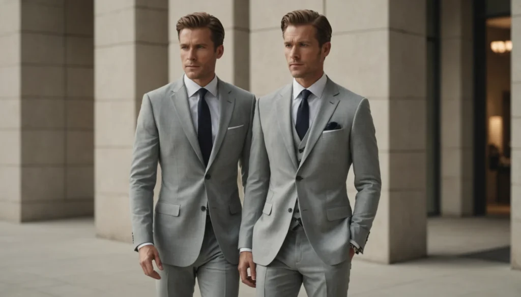 costume gris clair mariage