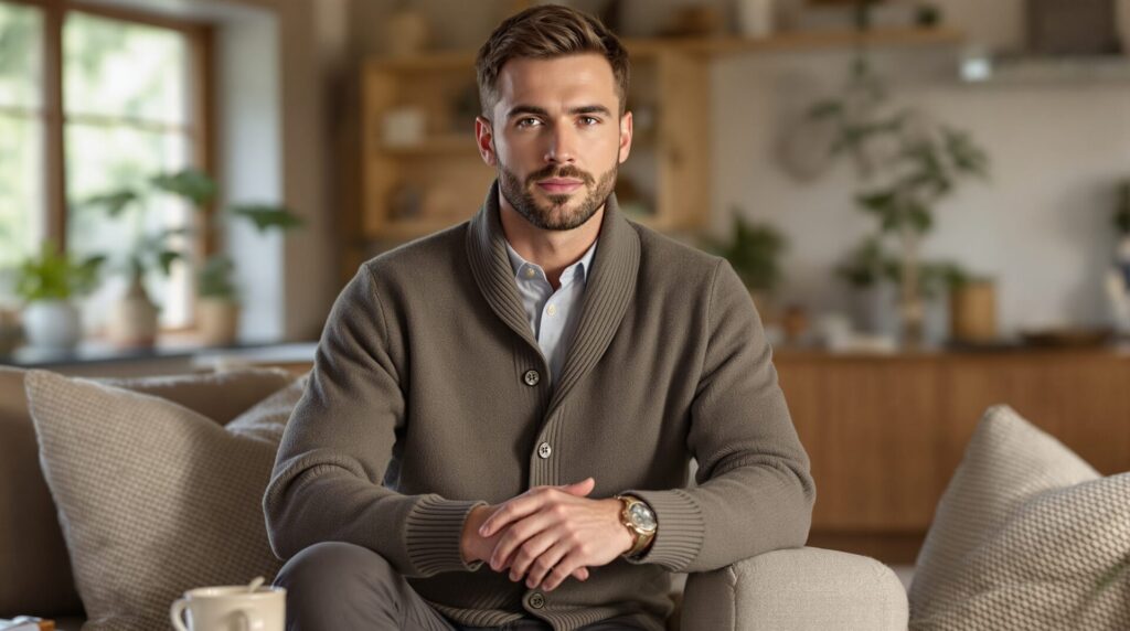 cardigan col chale homme laine